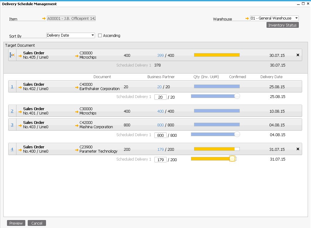 SAP Business One for HANA Lieferdisposition